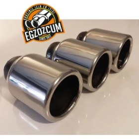 Resim Egzozcum 60 mm Paslanmaz Krom Içi Boş Önü Düz Yuvarlak Tekli Egzoz Ucu 