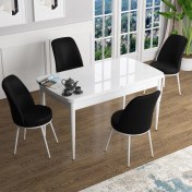 Resim Canisa Concept Han Serisi 70X114, Açılabilir Mdf Mutfak Masa Takımı, Beyaz Masa ve 4 Sandalye 