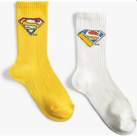 Resim Koton 2'li Superman Baskılı Çorap Lisanslı Multıcolor 3wkb80024aa 3WKB80024AAMIX Mavi 
