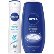 Resim Nivea Fresh Natural Kadın Deodorant 150ml + Creme Care Duş Jeli 250ml 