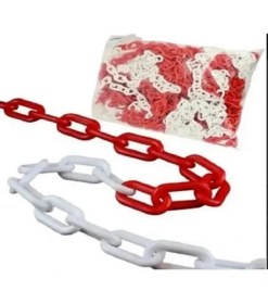 Resim Plastik Trafik Zinciri Kırmızı-Beyaz 8mm-25 Metre 