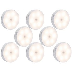 Resim 8 Adet PIR Hareket Sensörlü USB Şarj Edilebilir Dolap İçi Lamba 