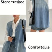 Resim Kadınlar İçin Vintage Düğmeli Kardigan - Esnek Olmayan Denim Görünümlü Katman Parçası, Düğme Ön Kapama, Her Mevsime Uygun Kot Pantolon ve Elbiseler için Şık Aksesuar, Retro Batı Tarzı Blazer Alternatifi, Etkinlik Giyimi, Yumuşak Kumaş, Moda Tutkunları İçin Düğmeli Üst 