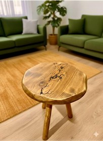 Resim menalART Ağaç Tasarım Ağaç Fiskos Sehpa Çok Amaçlı Yan Sehpa Geniş El Yapımı Komodin Doğal Ahşap 