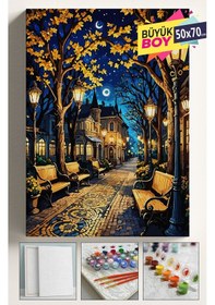 Resim Sayılarla Boyama Seti Numaralı Tuval Fırça Boya Dahil Kasnaklı Set 50x70 Cm - Işıklı Yol 