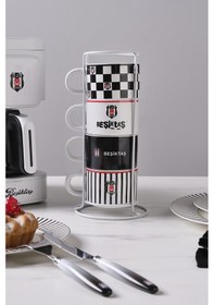 Resim Karaca X Beşiktaş 4 Kişilik Standlı Çay Fincan Takımı 180 Ml Siyah 
