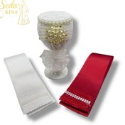 Resim COOL NİGHT 3 PARÇA TAKI KURDELASI VE İĞNELİK Düğün Nikah Takı İçin Kına Gecesi Söz Nişan Sünnet İğnedanlık 