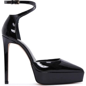 Resim Derimod Kadın Siyah Bilekten Tokalı Platform Topuklu Rugan Deri Ayakkabı 24WFD120116 