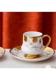 Resim Acar Hxf-06806 Osiris Beyaz 6lı Kahve Fincanı Takımı Altın 