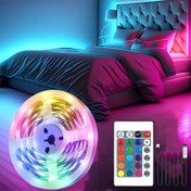 Resim Yatak odaları için uygun, 99.97 cm'den 39.99 metreye kadar değişen, uzaktan kumandalı, ev partileri ve oda dekorasyonu için mükemmel RGB renk değiştiren LED şerit. 