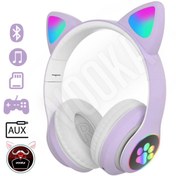 Resim Kensa Vilya Bluetooth Wirelles Kedi Kulaklık Çocuk 5.0 Rgb Ledli Patili Kulaklık Renkli 