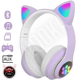 Resim Kensa Vilya Bluetooth Wirelles Kedi Kulaklık Çocuk 5.0 Rgb Ledli Patili Kulaklık Renkli 