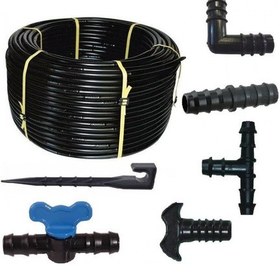 Resim Bahçe Damla Sulama Seti 40 Cm Delikli Boru 100 Mt 