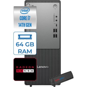 Resim Lenovo Thinkcentre Neo 50T Gen5 Intel Core I7 14700 64GB Ddr5 512GB SSD Windows 11 Pro Radeon RX550 4gb Masaüstü Bilgisayar 55012UAS0GL00P22 + Zetta Flash Bellek 