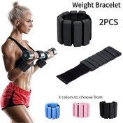 Resim 2 adet PERFCARE Ayarlanabilir Ağırlıklı Bilek Desteği, 453.59 gr, Siyah Pembe Mavi, Silikon, saç tokası ve Göz Kapatma, Fitness Egzersizi için 