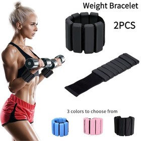 Resim 2 adet PERFCARE Ayarlanabilir Ağırlıklı Bilek Desteği, 453.59 gr, Siyah Pembe Mavi, Silikon, saç tokası ve Göz Kapatma, Fitness Egzersizi için 