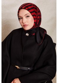 Resim Levidor Şerit Desen Twill İpek Eşarp-0909 Kırmızı 