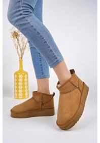 Resim Muggo Hug Kalın Taban İçi Tüylü Günlük Mini Yarım Kadın Bot Taba 