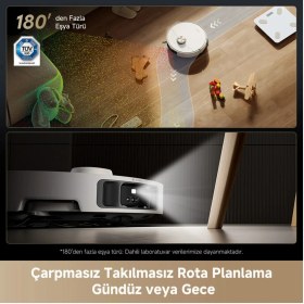 Resim Dreame Pro Ultra Beyaz Robot Süpürge 19000 Pa Emiş Gücü ile Düz Zemin için 2 Aşamalı Temizleme 