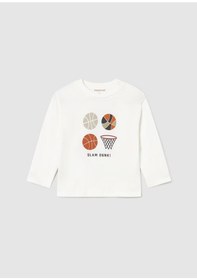 Resim Mayoral Uzun Kollu Erkek Bebek T-shirt 2060 Krem 