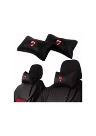 Resim Tazmanya Araca Özel Nakışlı Oto Deri Boyun Yastığı 