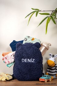 Resim [İSTEDİĞİNİZ İSMİ NAKIŞLA YAZIYORUZ] - Peluş Lacivert 0-8 Yaş - Kreş, Anaokulu Çocuk Sırt Çantası 