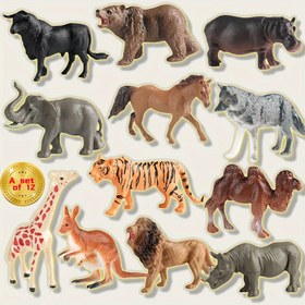 Resim 12 adet/set Orta ve Büyük Boyutlu Simülasyon Yaban Hayatı Modeli Heykeli Katı Plastik, Aslan At Kanguru Kaplan Zürafa İnek Deve Su Ayısı Kurt Kahverengi Ayı Fil Gergedan Modeli Heykel Seti, Ev Dekorasyonu için Çok Uygun, Masaüstü Ekran Koleksiyon Ürünleri, Parti Hediyeleri ve Simüle Oyun Festivali Doğum Günü Hediyesi 