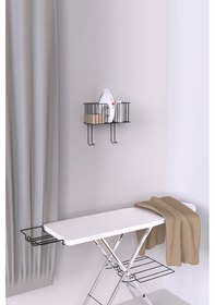 Resim Karteya Duvar Tipi Asılabilir Ütü Masası Organizer Pratik Ve Şık Depolama Çözümü Ütü Tutacağı Siyah 