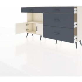 Resim Arges Konsol Tek Raflı 4 Çekmeceli 2 Kapaklı 176x30x99 Aytaşı-ayt Aytaşı-aytaşı/antrasit 