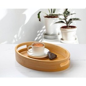 Resim Bambu Tepsi Oval Servis Sunum Tepsi Küçük Boy 29 20,5cm 