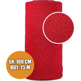 Resim Sera Trend Karmaşık Paspas 1x15 Metre Kırmızı Pvc Kıvırcık Halı Iç Dış Mekan Yolluk Kaydırmaz Islak Zemin Paspası 