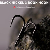 Resim 20 Adet Uzun Atış Yemleri Üç Kanal Kan Oluklu Üç Pençe Kanca Siyah Nikel Çapa Kanca Saç Kanca Üç Pençe Kanca Yüksek Karbon Çelik Walleye Çarpık Ağız Yem Kanca Büyük Kelebek Kanca Mızrak Balığı Kanca 