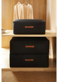 Resim Ocean Home Textile 3'lü Siyah Renk Jüt Baza Altı Hurç Set 1 Adet 52 X 28 X 21 / 2 Adet 62 X 46 X 22 Cm Siyah 