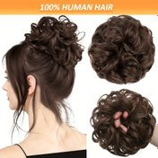 Resim Dağınık Topuz Saç Parçası, İnsan Saçı Kıvırcık Dalgalı Chignon At Kuyruğu Saç Uzatmaları Kalın Updo Saç Aksesuarları Kadınlar ve Kızlar için Messy Bun Uzantıları Düğün İçin Dalgalı Kıvırcık Saç Sarma At Kuyruğu Saç Parçaları (2 adet) 