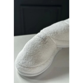 Resim Havlu Terlik | Pamuk | Kaymaz Kalın Taban | Sauna Spa Otel Banyo Ev Misafir Lohusa Terliği 