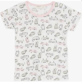 Resim Breeze Kız Bebek Şortlu Pijama Takımı Kedicik Desenli 9 Ay-3 Yaş, Beyaz-beyaz Beyaz 