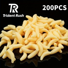 Resim 200 Adet Gerçekçi Yumuşak Solucan Balıkçılık Yemi - Sentetik Kauçuk 0.8 İnç (2.01 cm) Sarı Grub, Tatlı ve Tuzlu Su Balıkçılığı İçin - Dayanıklı, Toksik Olmayan, Balıkçılar için Mükemmel Hediye, Detaylı Dokulu Esnek Yem, Yapay Solucan, Açık Hava Maceraları, Profesyonel Balıkçılar için Solucanlar 