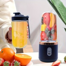 Resim Taşınabilir Sıkma Bardağı, 13.53Oz Taşınabilir Elektrikli Sıkma Bardağı, Kablosuz ve Şarj Edilebilir Mini Sıkma Blender, 6 Bıçak, Tek Bardak, Smoothies, Sebzeler ve Meyveler için Uygun, Düğme Kontrolü, USB-C Şarj, Gıda Sınıfı ABS Malzeme, Isıtma Yok, Lityum Pil 