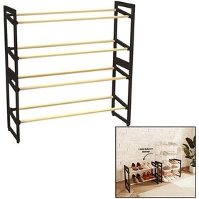 Resim 4 Katlı Ahşap Ayakkabılık 8 Ayakkabılık 20x65x51cm Çok Amaçlı Raf Portatif - Vidasız Kolay Montaj 5250 Diyarı Fırsat 