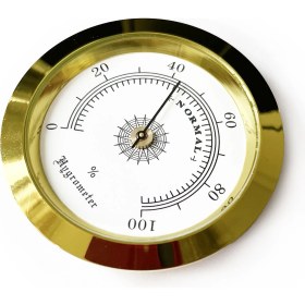 Resim OEM Analog Higrometre Nem Ölçer Humidor Puro Kutusu Için Metal Çerçeve Sarı-Beyaz 50MM 