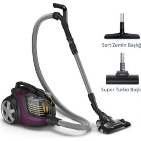 Resim Philips Turbo Başlıklı Üstün Çekim Performanslı Premium Toz Torbasız Elektrikli Süpürge 