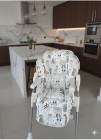 Resim Wenaris Çift Taraflı % 100 Pamuk Mama Sandalyesi Minderi (KEMER GEÇME YERLERİ MEVCUTTUR) 