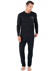 Resim Pierre Cardin Erkek Uzun Kollu Bisiklet Yaka Pijama Takım 6103-siyah-2xl Çok Renkli 