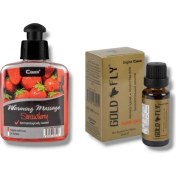 Resim Caas Çilek Aromalı Isıtıcılı Cinsel Masaj Yağı 100 ml + Gold Fly Kadınlara Özel Damla 