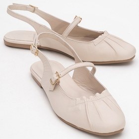 Resim Luvi Shoes Brıtney Bej Hakiki Deri Önü Kapalı Kadın Sandalet Bej 