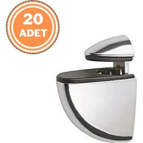 Resim Eym 20 Adet Pelikan Cam Raf Tutucu Etejer Parlak Krom Metal Kırılmaz 