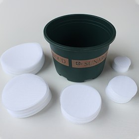 Resim 25 adet Yuvarlak Bitki Saksısı File Drenaj Ağı - Toprak Kaybını Önler, Bonsai ve Bahçecilik için Nefes Alabilir Tasarım, Kolay Drenaj İçin Delikli Beyaz Non-Woven Kumaş Saksı Kaplaması, Bitki Drenaj Ağı, Bonsai Drenaj Çözümü, Basit Tasarım, Dayanıklı Yapı 