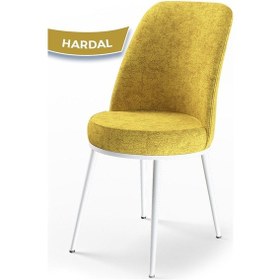 Resim Canisa Nil Serisi 70x110 Sabit Mutfak Masası Takımı Beyaz Mermer Desen Masa 4 Hardal Sandalye Masa Beyaz Mermer Desen Sandalye Hardal 