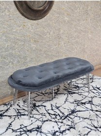 Resim Zafir Ufo Oturak Bench - Krom Kaplama Telli Ayak - Oturak - Bench - Puf - Yatak Ucu Pufu Füme 