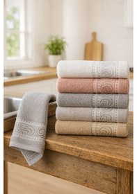 Resim 6'lı Mutfak Havlusu Seti 30x50 Cm %100 Pamuklu Derya Çok Renkli 